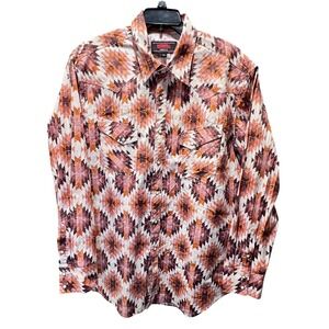 Rock & Roll Denim Western Shirt XL Southwest Aztec Print Long Sleeve Rodeo Top